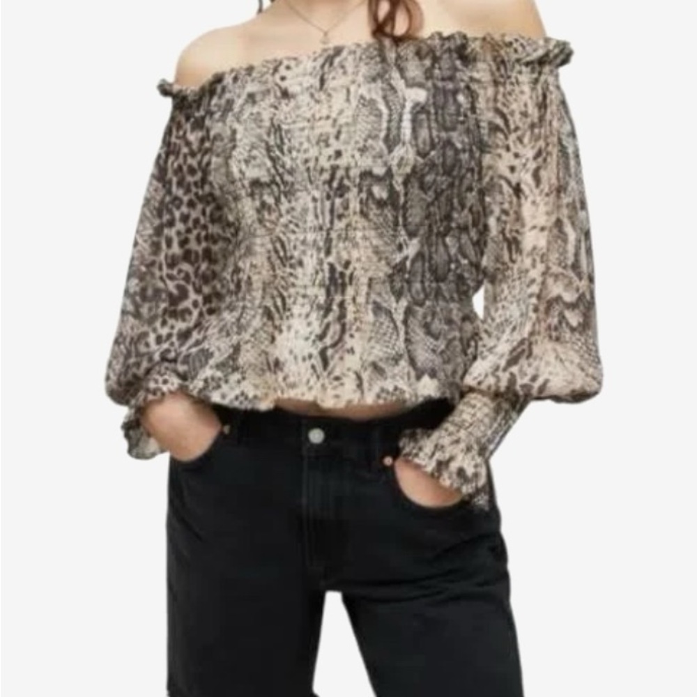 ALLSAINTS Lara Noche Off-the-Shoulder Smock Top